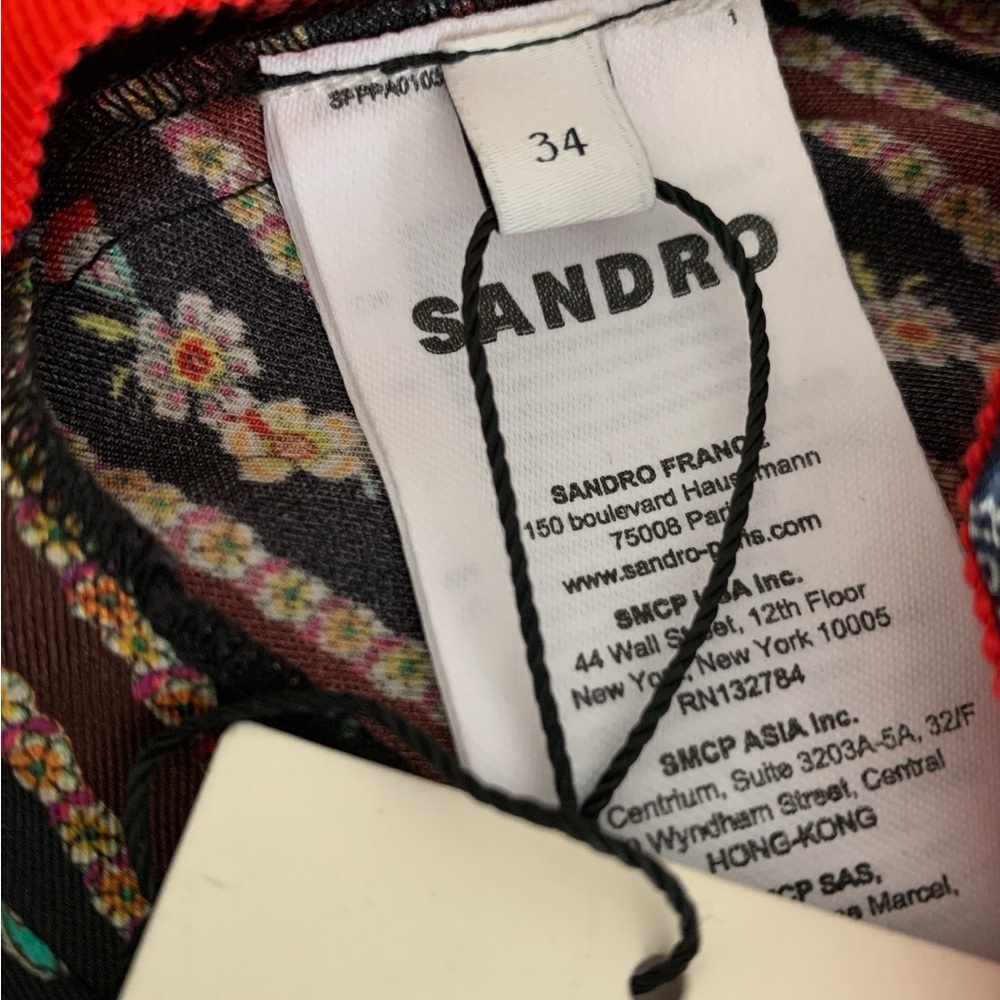 SANDRO Flowing Mixed-Print Wide Leg Trousers - Picture 8 of 9
